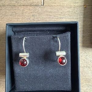 Sterling Silver Red Garnet Drop Earrings Karibou